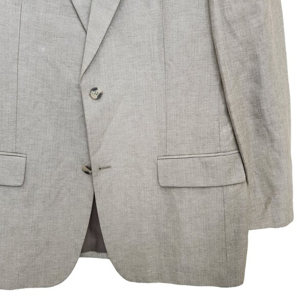 Club Room Men's 42L Linen Blend Sport Coat Blazer Two Button Casual Beige - Picture 3 of 15